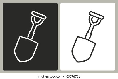 Shovel - black and white icons. Vector illustration.