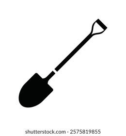 Shovel black and white silhouette flat vector design