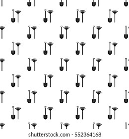 Shovel and broom pattern. Simple illustration of shovel and broom vector pattern for web