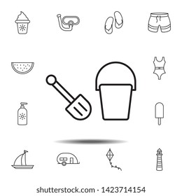 shovel bucket icon. Simple thin line, outline vector element of summer icons set for UI and UX, website or mobile application
