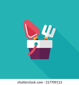 Shovel and bucket toys flat icon with long shadow,eps10
