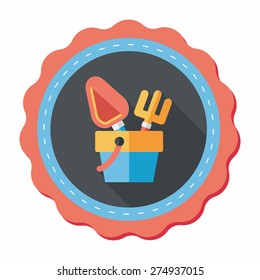 Shovel and bucket toys flat icon with long shadow,eps10