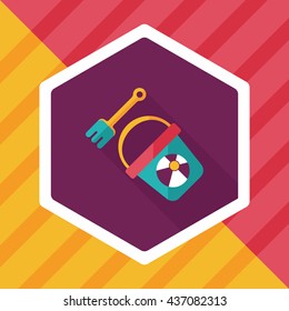 Shovel and bucket toys flat icon with long shadow,eps10