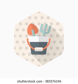 Shovel and bucket toys  icon , Vector flat long shadow design. Children's toys concept.