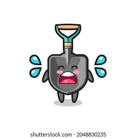 shovel cartoon illustration with crying gesture , cute design