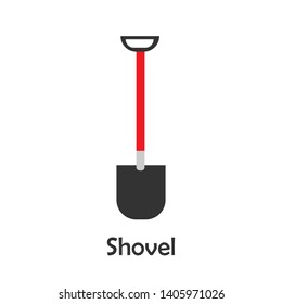 Shovel in cartoon style, marine card for kid, preschool activity for children, vector illustration