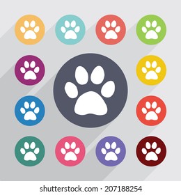 shovel circle, flat icons set. Round colorful buttons. Vector