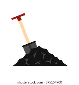 Shovel in coal icon in flat style isolated on white background vector illustration