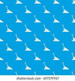 Shovel in coal pattern repeat seamless in blue color for any design. Vector geometric illustration