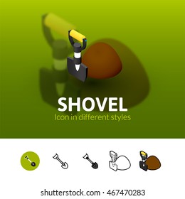 Shovel color icon, vector symbol in flat, outline and isometric style isolated on blur background