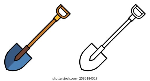 Shovel Coloring Book For Kids Printable Outline Vector