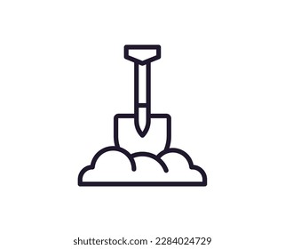 Shovel concept. Modern outline high quality illustration for banners, flyers and web sites. Editable stroke in trendy flat style. Line icon of shovel 