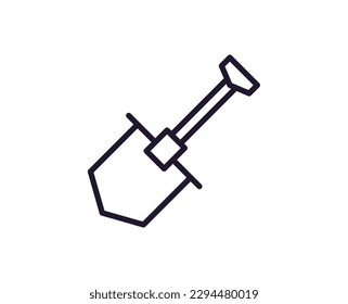 Shovel concept. Modern outline high quality illustration for banners, flyers and web sites. Editable stroke in trendy flat style. Line icon of shovel 