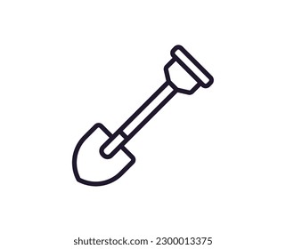 Shovel concept. Modern outline high quality illustration for banners, flyers and web sites. Editable stroke in trendy flat style. Line icon of shovel 