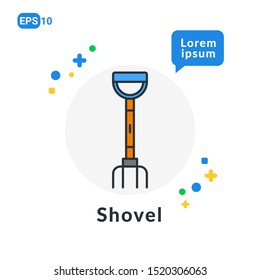 Shovel Construction Tool Flat icon . Used For web, logo, mobile app, User Interface and Infographic