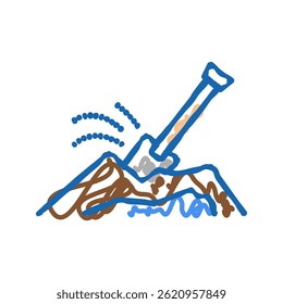 pá cavar buraco ícone doodle esboço vetor. pá cavar buraco sinal. símbolo isolado ilustração