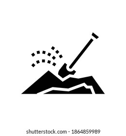 shovel dig hole glyph icon vector. shovel dig hole sign. isolated contour symbol black illustration