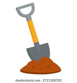 escavação de pá solo plano cor vetor ilustração modelo design