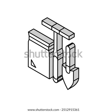 shovel, drill and bag for soil testing isometric icon vector. shovel, drill and bag for soil testing sign. isolated symbol illustration