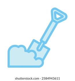 Shovel dual tone blue color icon, mini, small illustration. use for modern concept, print, UI, UX kit, web and app development. Vector EPS 10, related to industrial, business, finance, investment.
