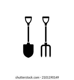 Shovel and farming fork icon vector