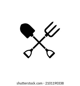 Vector de icono de horquilla de pala y cultivo