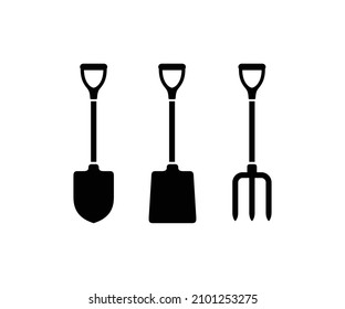 Shovel. Farming spade. Farming fork simple flat icon vector