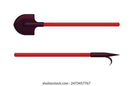 Shovel. A fireman s shovel. A firefighter s tool. A rescue device. Vector illustration isolated on a white background