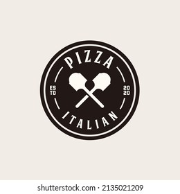 shovel and flame pizza logo design vector