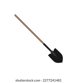 shovel flat design vector illustration isolated on white background. Garden, building and repair tools concept