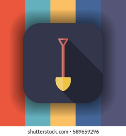shovel flat icon with long shadow, vector illustration
