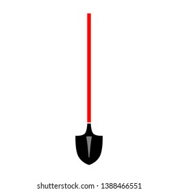 Shovel. Flat icon, object isolated on white background. Illustration for design.
