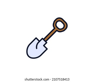 Icono plano de la pala. Símbolo de esquema único de alta calidad para diseño web o aplicación móvil.  Señales de línea delgada para el logotipo de diseño, tarjeta de visita, etc. Pictograma de contorno EPS10