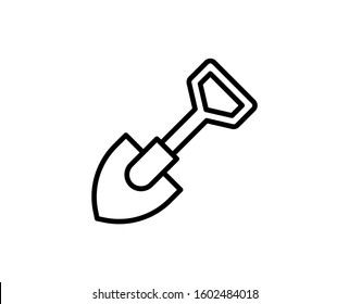 Shovel flat icon. Thin line signs of bone for design logo, visit card, etc. Single high-quality outline symbol for web design or mobile app. Showel outline pictogram.