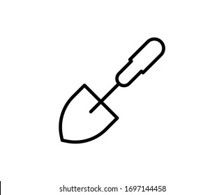 Shovel flat icon. Thin line signs of bone for design logo, visit card, etc. Single high-quality outline symbol for web design or mobile app. Showel outline pictogram.