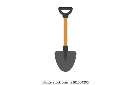 Shovel flat icon for web. Simple garden shovel sign vector design. Shovel with handle web icon isolated on white background. Shovel spade clipart logo. Garden, building and repair tools concept