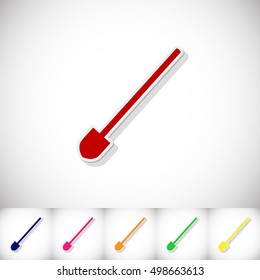 Shovel. Flat sticker with shadow on white background. Vector illustration