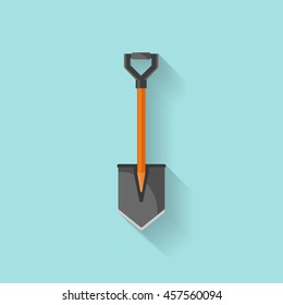 Shovel in a flat style for camping.Garden tool.Work with earth.Gardener.Vector illustration.