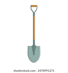 Shovel flat vector illustration on white background. Simple garden shovel icon vector design