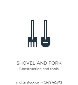 Shovel and fork icon vector. Trendy flat shovel and fork icon from construction and tools collection isolated on white background. Vector illustration can be used for web and mobile graphic design, 