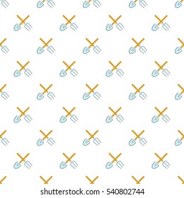 Shovel and fork pattern. Cartoon illustration of shovel and fork vector pattern for web