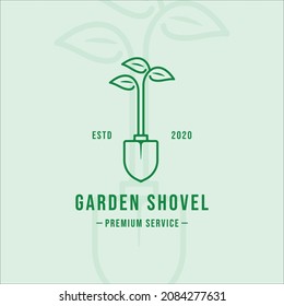 shovel garden logo line art vintage minimalist vector illustration template icon graphic design