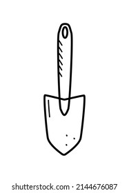 Herramienta de huerta de palas, ilustraciones vectoriales herramientas de jardinería estilo doodle
