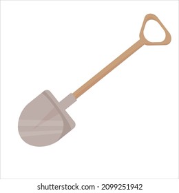 Shovel for gardening in cartoon style. Farming. Vector illustration isolated on white background.
