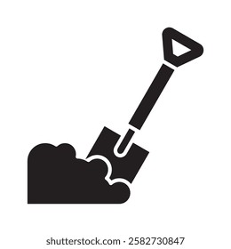 Shovel glyph icon. use for modern concept, print, UI, UX kit, web and app development. Vector EPS 10, related to industrial, business, finance, investment.