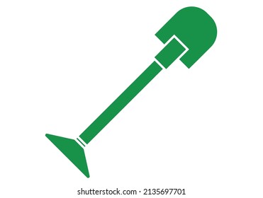 Shovel green icon on white background.