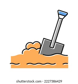 shovel in ground color icon vector. shovel in ground sign. isolated symbol illustration