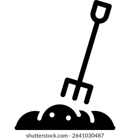 Shovel in the Ground, Gardening. Vector Icon
