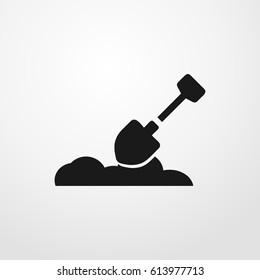 shovel in the ground icon. vector sign symbol on white background