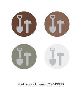 Shovel and hammer icon. flat style vector illustrations 